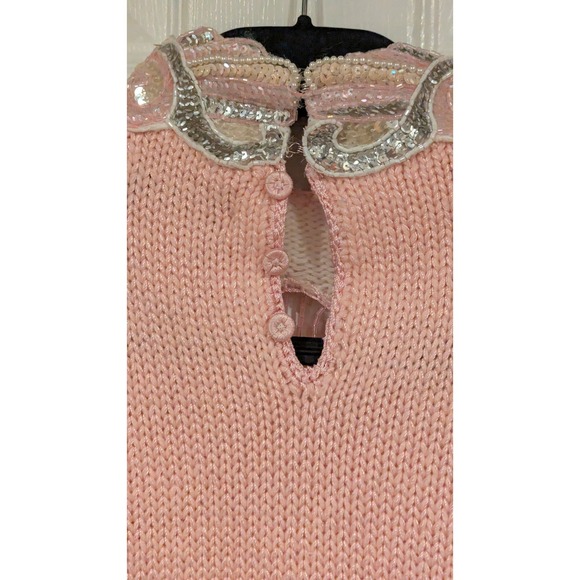 Maurada Vintage Designer Beaded Sequin Embellished Mock Neck Sweater M - Picture 6 of 11
